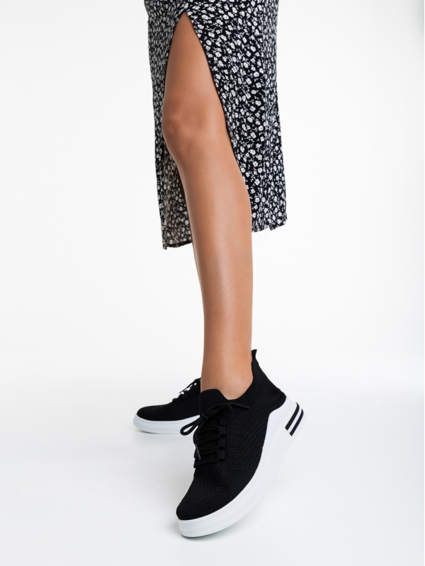 Sumaya fekete női sport cipő textil anyagból, 2 - Kalapod.hu