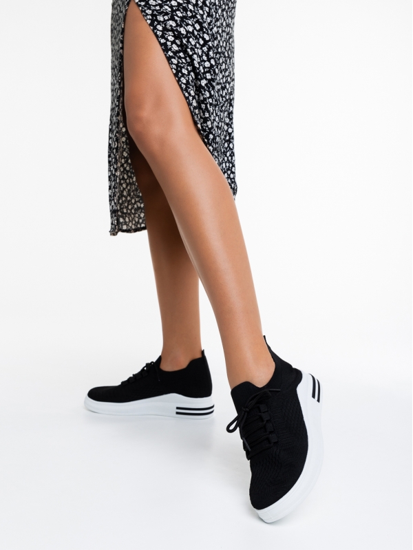 Sumaya fekete női sport cipő textil anyagból, 3 - Kalapod.hu