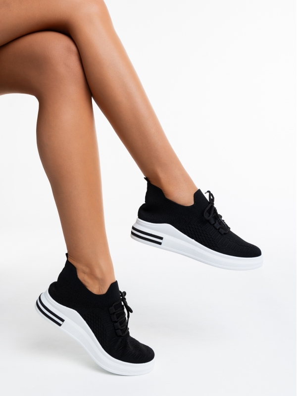 Sumaya fekete női sport cipő textil anyagból, 4 - Kalapod.hu