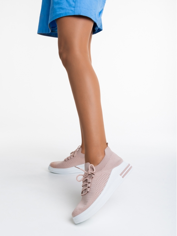 Sumaya rózsaszín női sport cipő textil anyagból, 3 - Kalapod.hu