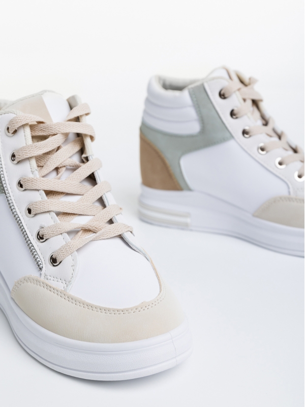 Teriana fehér és zöld női sport cipő ökológiai bőrből, 6 - Kalapod.hu