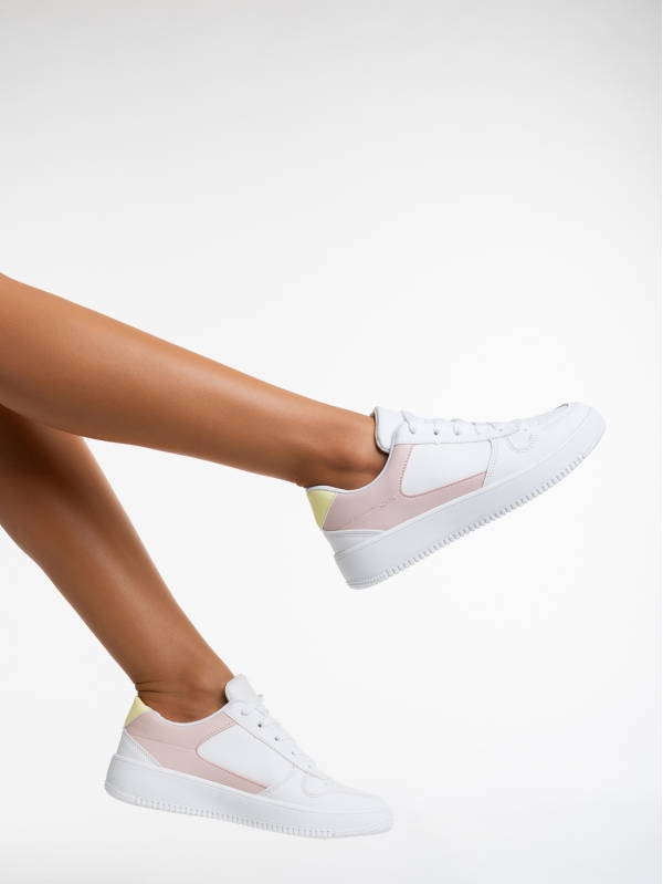 Sameria fehér és rózsaszín női sport cipő ökológiai bőrből - Kalapod.hu