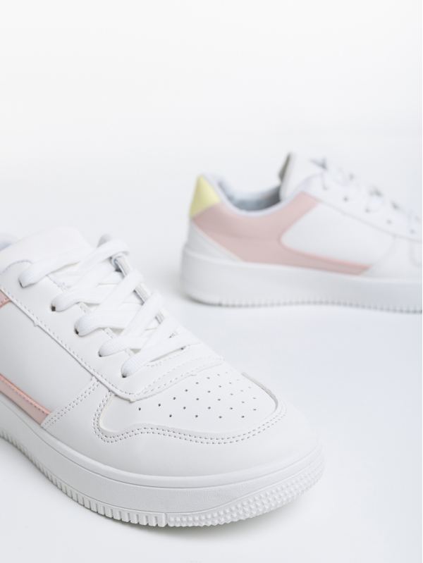 Sameria fehér és rózsaszín női sport cipő ökológiai bőrből, 6 - Kalapod.hu