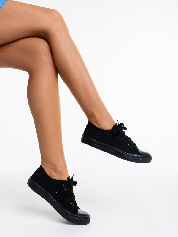 Tenesia fekete női tornacipő textil anyagból - Kalapod.hu