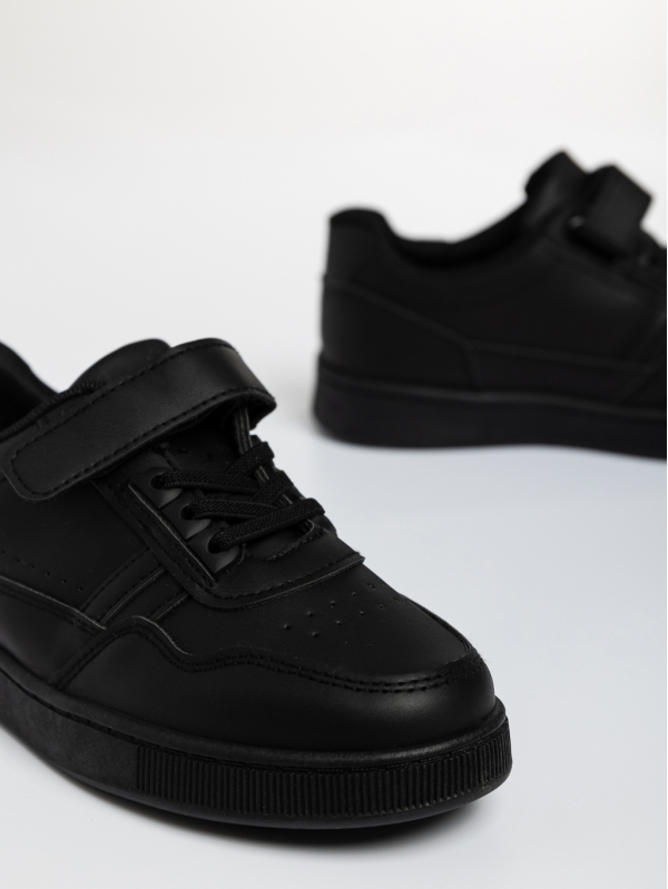 Navi fekete, gyerek sport cipő,  ökológiai bőrből, 4 - Kalapod.hu