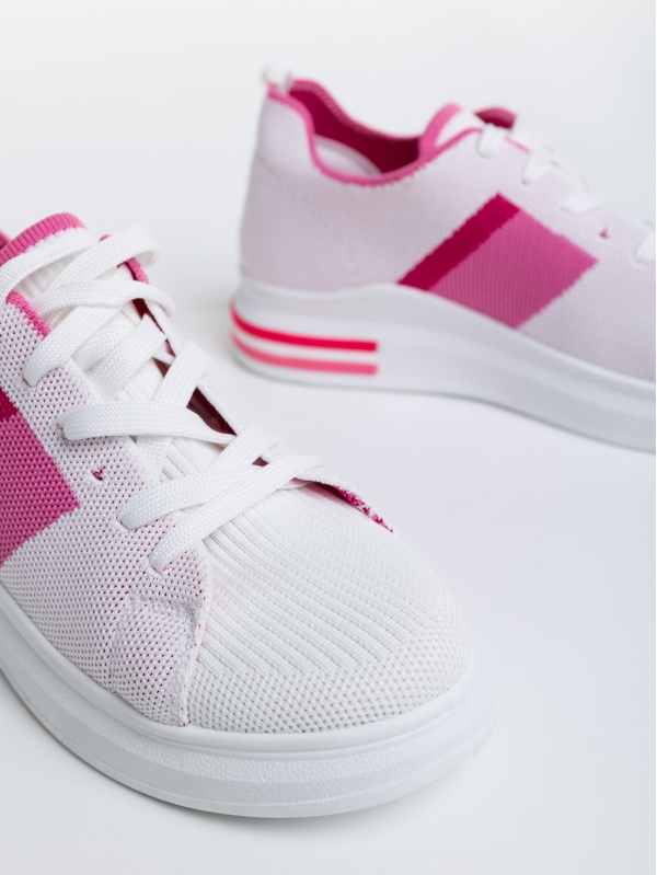 Teyana fehér és fukszia, női sport cipő, textil anyagból, 6 - Kalapod.hu