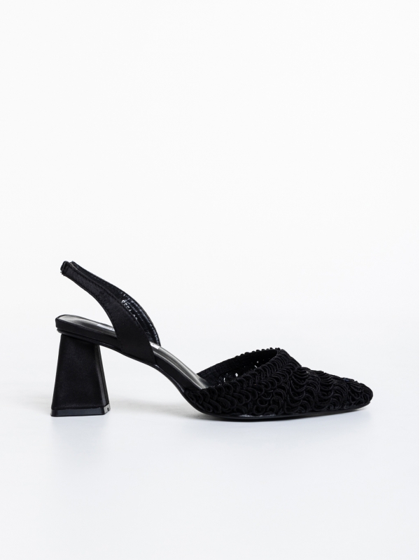 Teola fekete női cipő textil anyagból, 5 - Kalapod.hu
