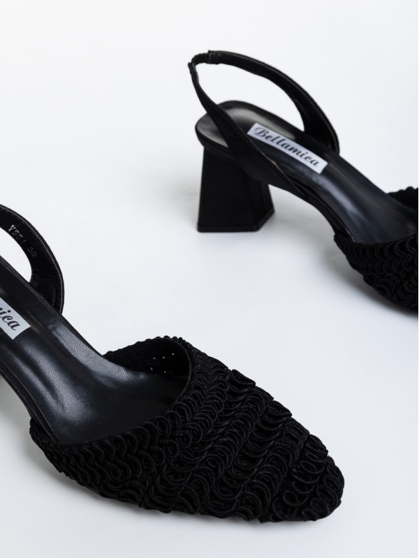 Teola fekete női cipő textil anyagból, 6 - Kalapod.hu