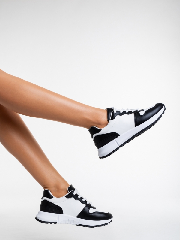 Lareina fekete fehér, női sport cipő, ökológiai bőrből, 3 - Kalapod.hu