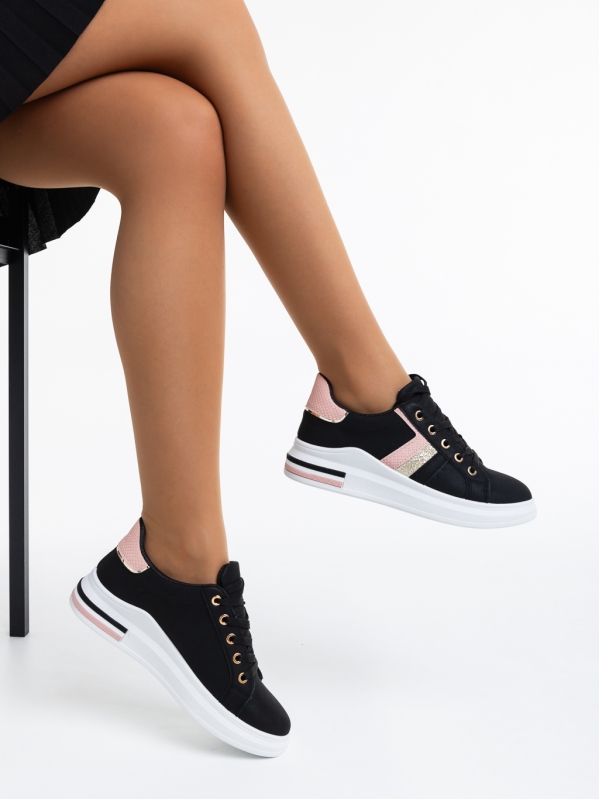 Sebrina fekete, női sport cipő, ökológiai bőrből, 3 - Kalapod.hu