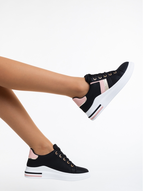 Sebrina fekete, női sport cipő, ökológiai bőrből, 4 - Kalapod.hu