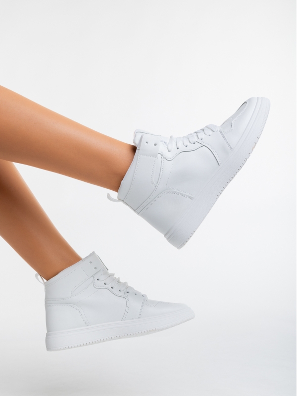 Saskia fehér női sport cipő  ökológiai bőrből, 4 - Kalapod.hu
