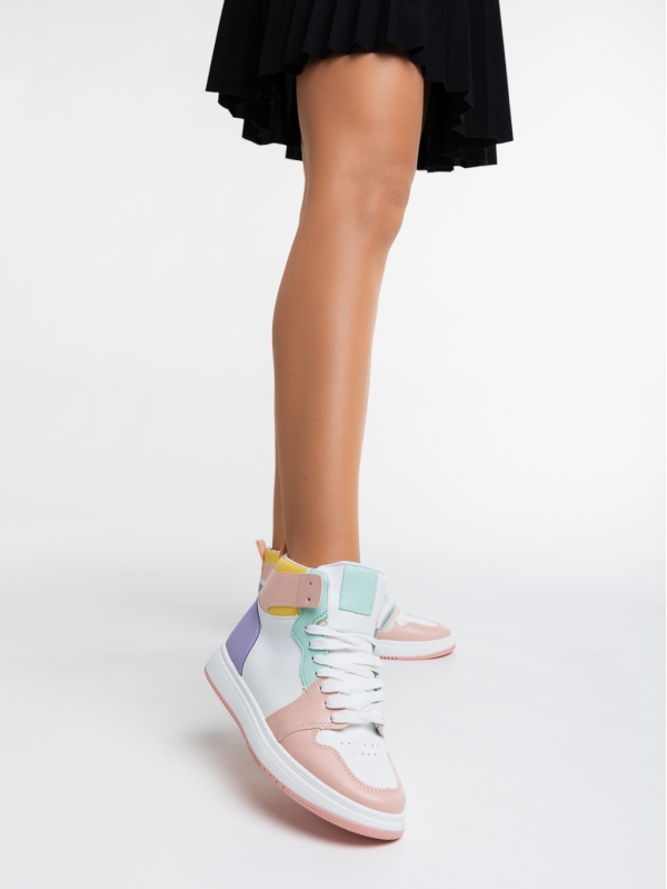 Saskia fehér és rózsaszín női sport cipő  ökológiai bőrből, 2 - Kalapod.hu