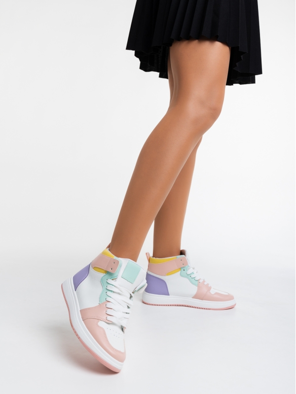 Saskia fehér és rózsaszín női sport cipő  ökológiai bőrből, 3 - Kalapod.hu