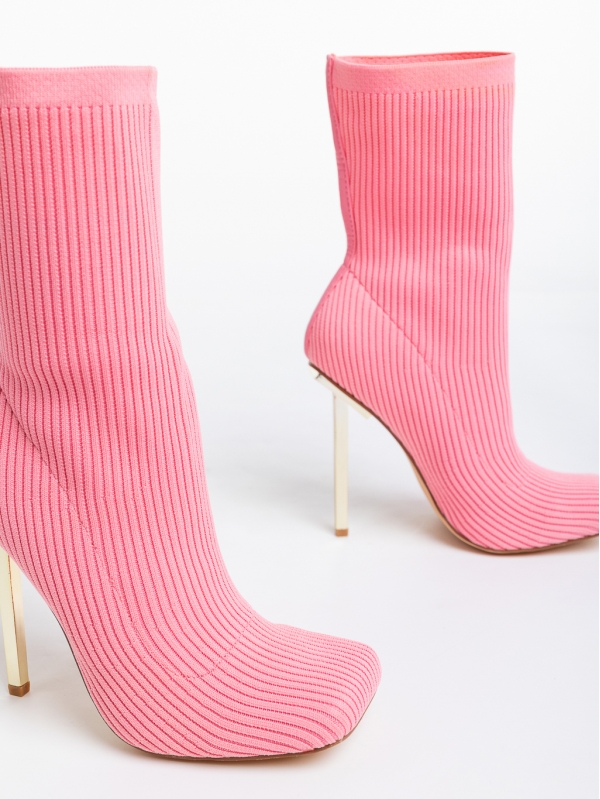 Camari rózsaszín női bokacsizma textil anyagból, 6 - Kalapod.hu