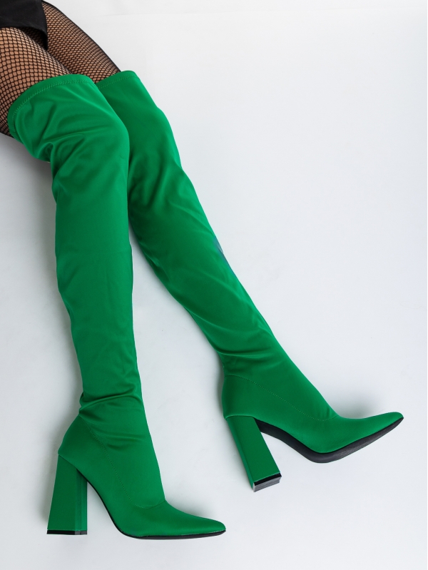 Serita zöld női csizma textil anyagból, 3 - Kalapod.hu
