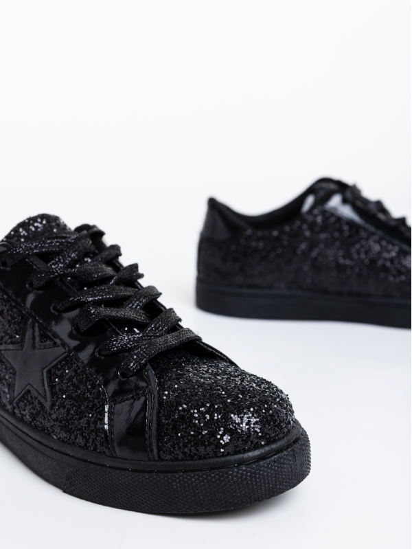 Deitra fekete női sport cipő textil anyagból, 6 - Kalapod.hu