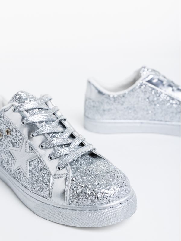 Deitra ezüstszínű női sport cipő textil anyagból, 6 - Kalapod.hu