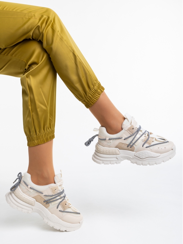 Nithya világos bézs női sport cipő textil anyagból - Kalapod.hu