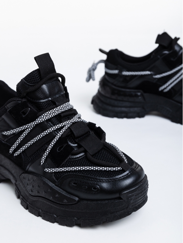 Nithya fekete női sport cipő textil anyagból, 6 - Kalapod.hu