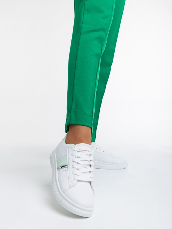 Ermelinda fehér és zöld női sport cipő ökológiai bőrből, 2 - Kalapod.hu