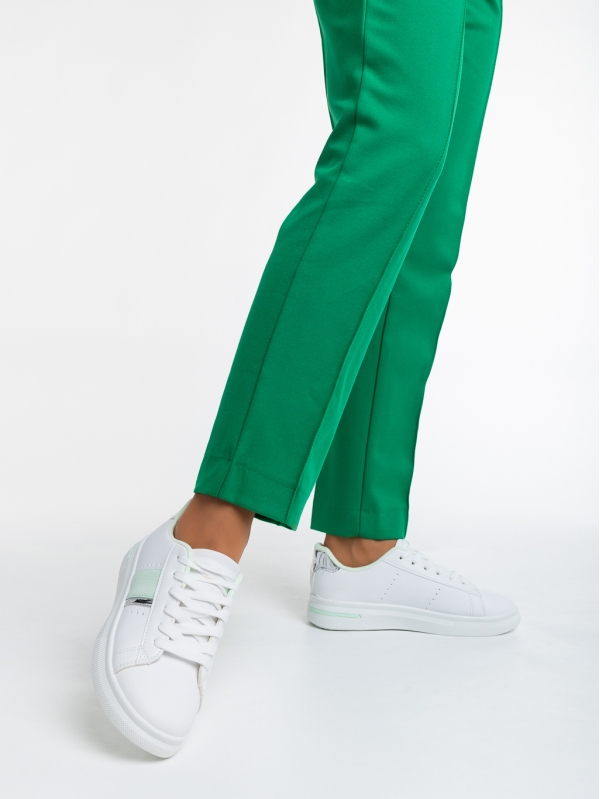 Ermelinda fehér és zöld női sport cipő ökológiai bőrből, 3 - Kalapod.hu