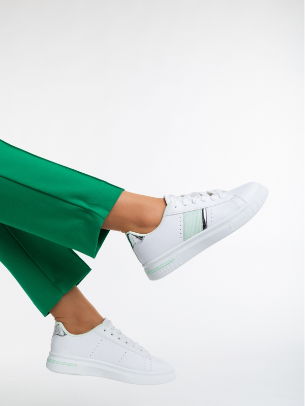 Ermelinda fehér és zöld női sport cipő ökológiai bőrből - Kalapod.hu