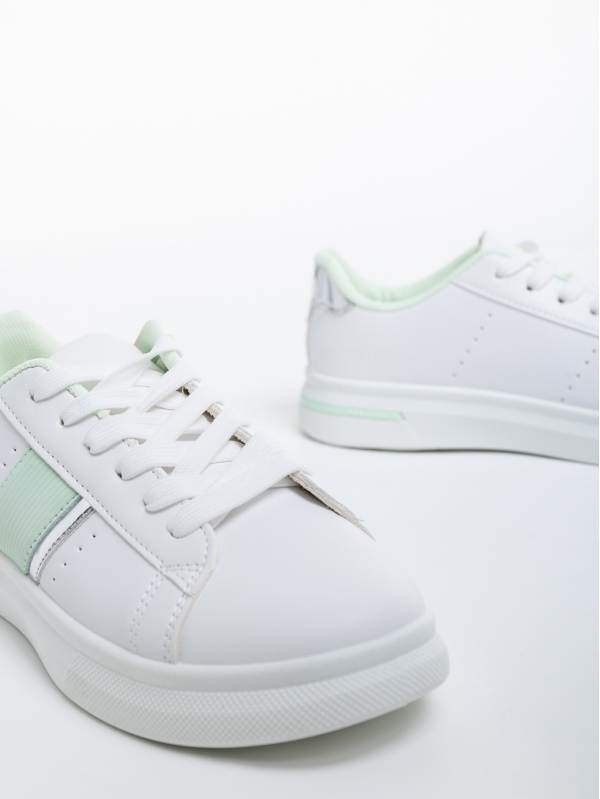 Ermelinda fehér és zöld női sport cipő ökológiai bőrből, 6 - Kalapod.hu