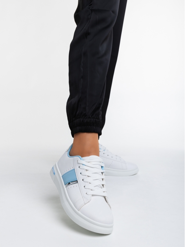 Ermelinda fehér és kék női sport cipő ökológiai bőrből, 2 - Kalapod.hu