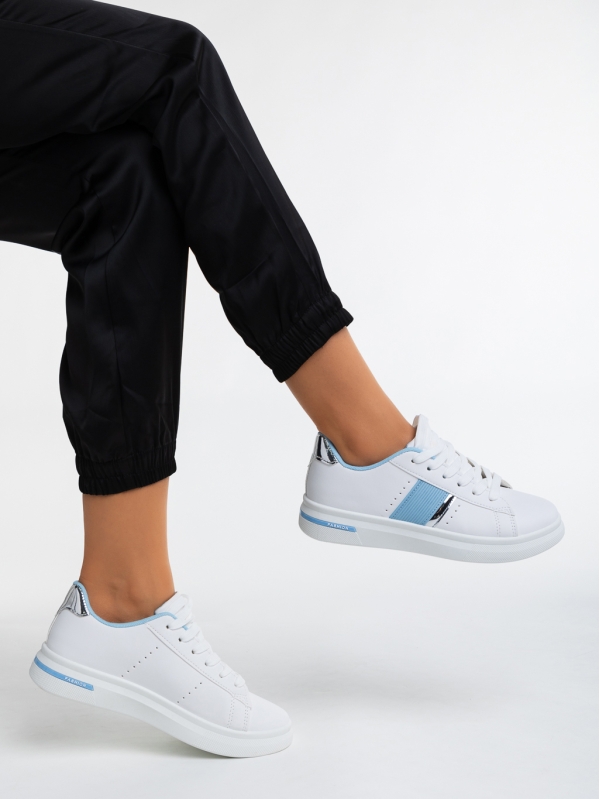 Ermelinda fehér és kék női sport cipő ökológiai bőrből, 4 - Kalapod.hu