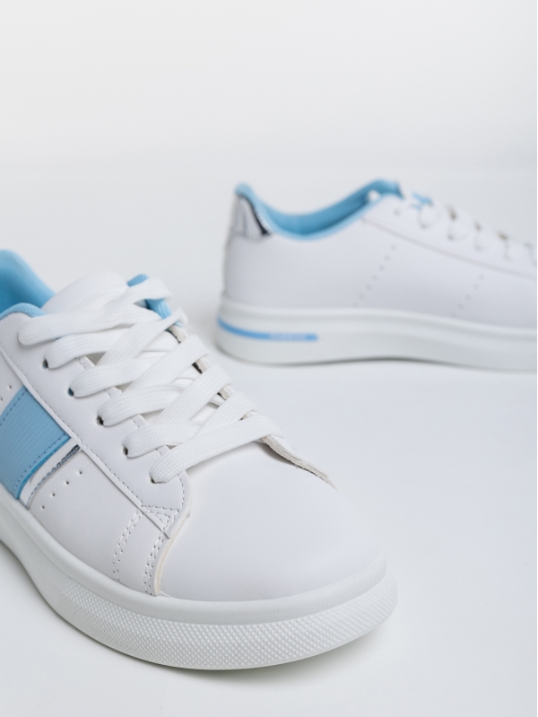 Ermelinda fehér és kék női sport cipő ökológiai bőrből, 6 - Kalapod.hu