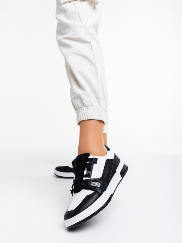 Aloysia fekete fehér női sport cipő ökológiai bőrből, 2 - Kalapod.hu