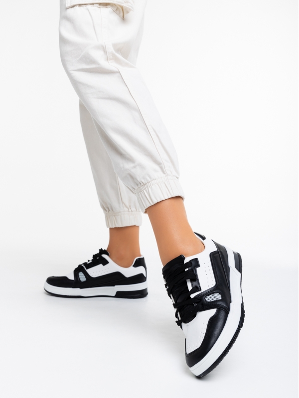 Aloysia fekete fehér női sport cipő ökológiai bőrből, 3 - Kalapod.hu