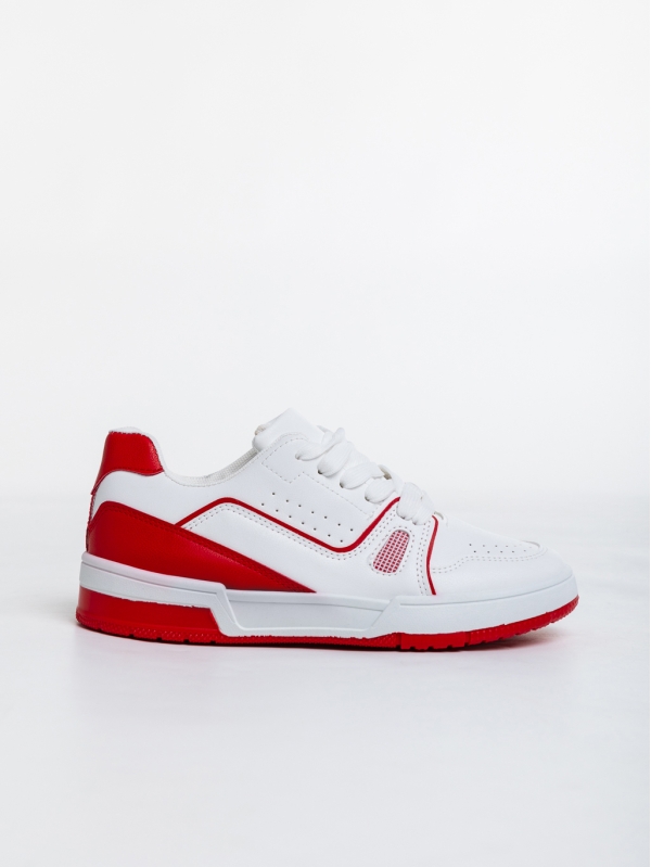 Aloysia fehér és piros női sport cipő ökológiai bőrből, 5 - Kalapod.hu