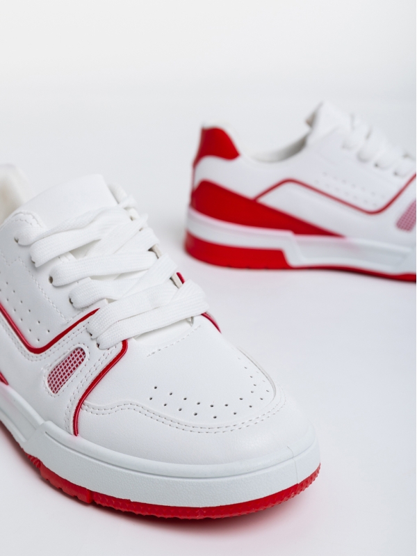 Aloysia fehér és piros női sport cipő ökológiai bőrből, 6 - Kalapod.hu