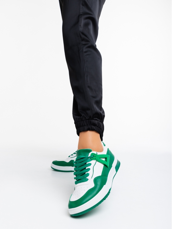 Milla fehér és zöld női sport cipő ökológiai bőrből, 2 - Kalapod.hu