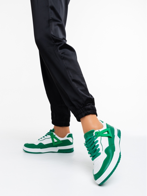Milla fehér és zöld női sport cipő ökológiai bőrből, 3 - Kalapod.hu