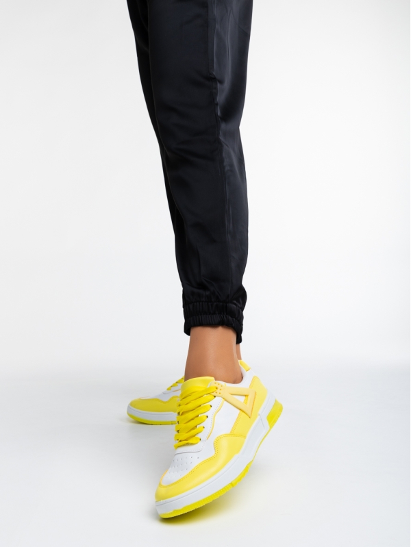 Milla fehér és sárga női sport cipő ökológiai bőrből, 2 - Kalapod.hu