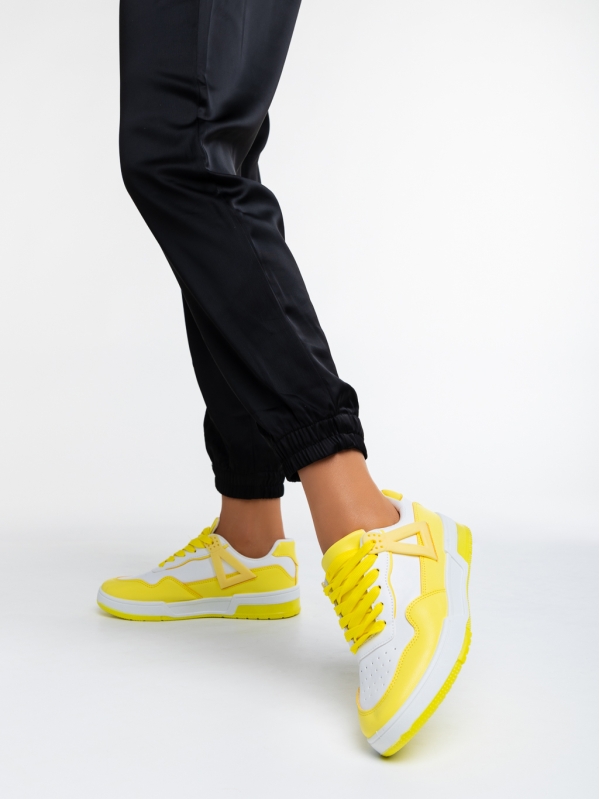 Milla fehér és sárga női sport cipő ökológiai bőrből, 3 - Kalapod.hu