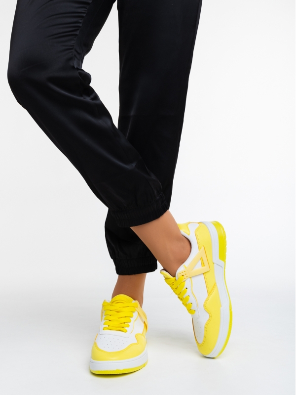 Milla fehér és sárga női sport cipő ökológiai bőrből, 4 - Kalapod.hu