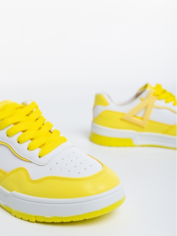 Milla fehér és sárga női sport cipő ökológiai bőrből, 6 - Kalapod.hu
