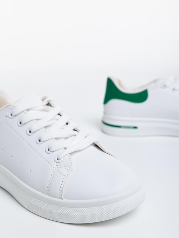 Kassiopeia fehér és zöld női sport cipő ökológiai bőrből, 6 - Kalapod.hu
