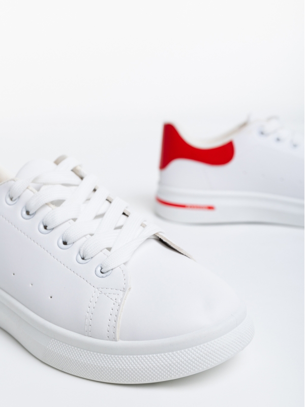 Kassiopeia fehér és piros női sport cipő ökológiai bőrből, 6 - Kalapod.hu