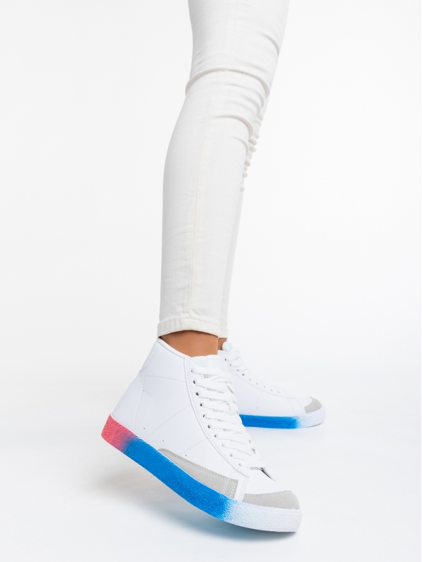 Kianna fehér és kék, női sport cipő,  ökológiai bőrből, 2 - Kalapod.hu