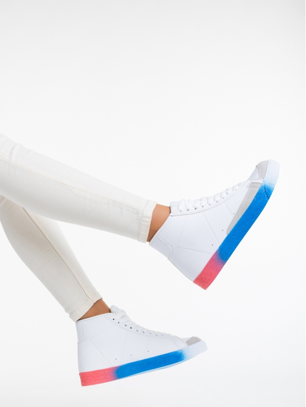 Kianna fehér és kék, női sport cipő,  ökológiai bőrből - Kalapod.hu