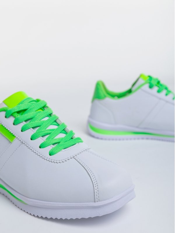 Zinovia fehér és zöld női sport cipő ökológiai bőrből, 6 - Kalapod.hu