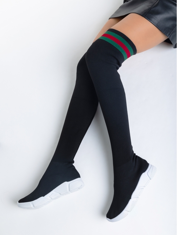 Tessie fekete fehér, női sport cipő,  textil anyagból, 4 - Kalapod.hu