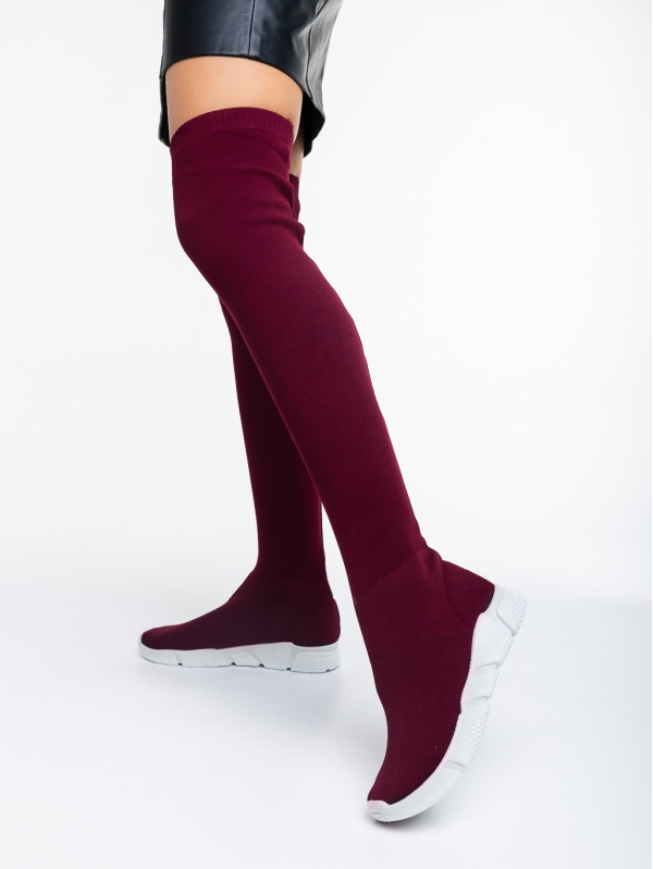 Eryka gránátszínű, női sport cipő,  textil anyagból, 3 - Kalapod.hu