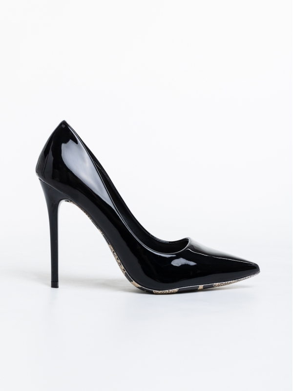Rosemonde fekete női magassarkú cipő lakkozott ökológiai bőrből, 5 - Kalapod.hu