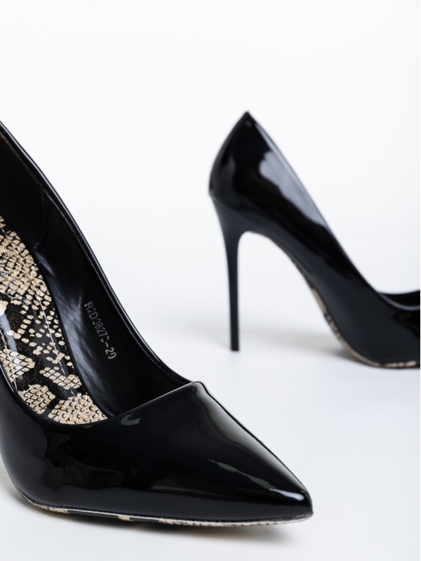 Rosemonde fekete női magassarkú cipő lakkozott ökológiai bőrből, 6 - Kalapod.hu